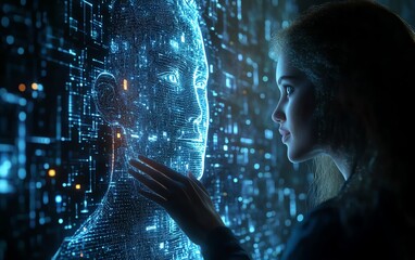 Artificial Intelligence and human communication concept