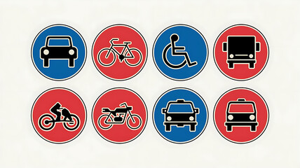 Road signs various vehicles retro style vector graphic