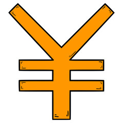 yen icon illustration hand drawn isolated vector