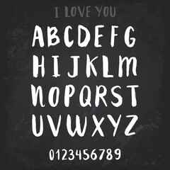 Fototapeta premium Chalkboard Alphabet. Vector Alphabet letters. Hand drawn alphabet written with brush pen.