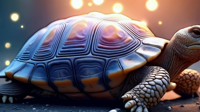 Tortoise with a cosmic shell, symbolizing stability and longevity
