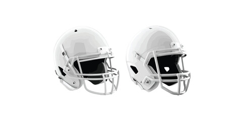 Print    Realistic white 3D American football helmet with white mask and chin strap isolated on white background