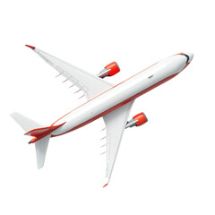 Naklejka premium Airplane in Flight Red White Design Travel Journey,