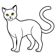 Obraz premium Cat with arched back and glowing eyes line art vector illustration 