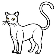 Cat with arched back and glowing eyes line art vector illustration 