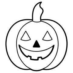 Classic Jack o lantern with a candle inside line  art vector illustration