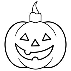 Classic Jack o lantern with a candle inside line  art vector illustration