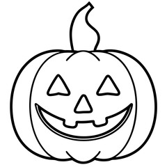 Classic Jack o lantern with a candle inside line  art vector illustration