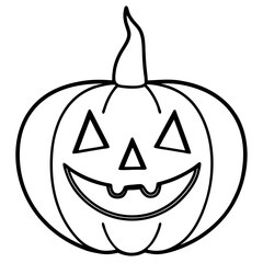 Classic Jack o lantern with a candle inside line  art vector illustration