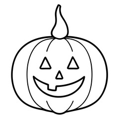 Classic Jack o lantern with a candle inside line  art vector illustration