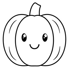 Cute kawaii style pumpkin face line art vector illustration