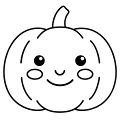 Cute kawaii style pumpkin face line art vector illustration