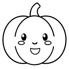 Cute kawaii style pumpkin face line art vector illustration