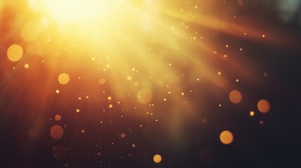 Fototapeta premium Abstract sunburst effect with a golden hue, creating a warm and inviting ambiance. The image evokes feelings of positivity and hope. The soft, blurred bokeh effect enhances the visual appeal.