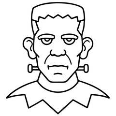 Obraz premium Frankenstein's monster with bolts on the neck line art vector illustration