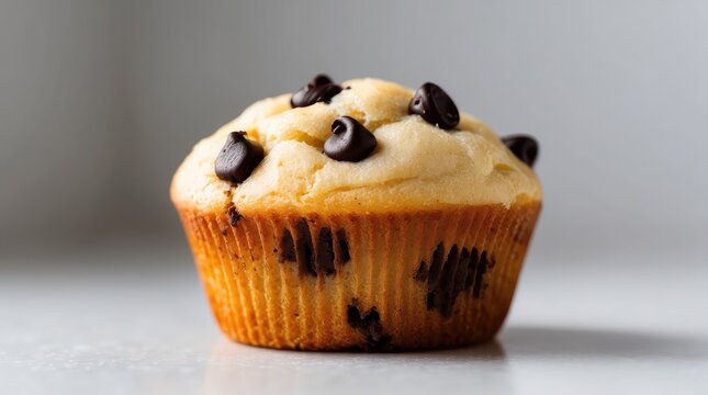muffins au p&eacute;pites de chocolat, en gros plan