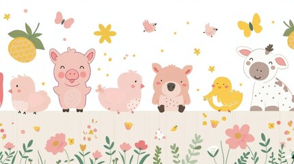 An adorable invitation design featuring baby farm animals.