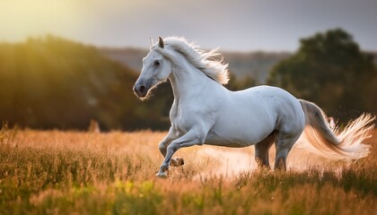 white horse running