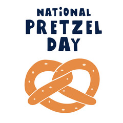 National pretzel day. Banner design. Flat vector illustration on white background.