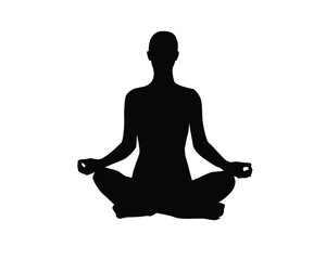 Silhouettes of woman doing exercise fitness gym meditation yoga poses stretch exercise. Flat vector illustration isolated on white background