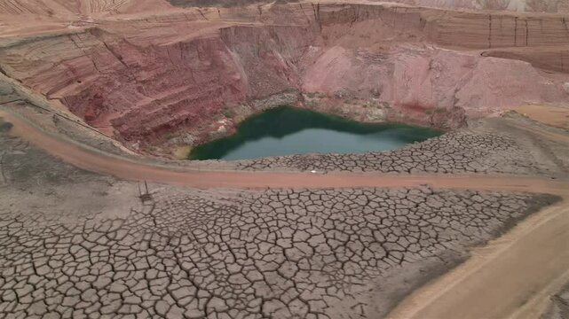 Aerial view over The Hidden Lake, Timna, israel