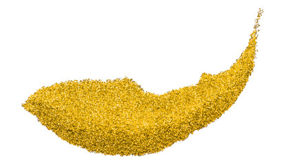 Yellow glitter powder isolated on transparent background.