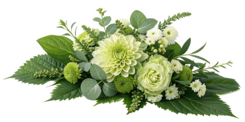 Elegant Green Floral Arrangement with Dahlias Roses and Greenery