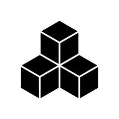 cube icon symbol with three blocks. cubic building icon, three sugar cubes icon for website design and mobile, app icons
