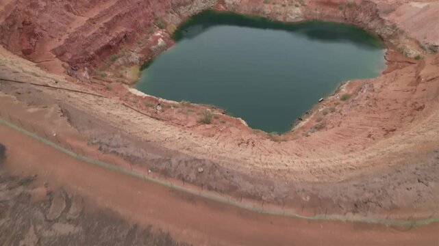 Aerial view over The Hidden Lake, Timna, israel