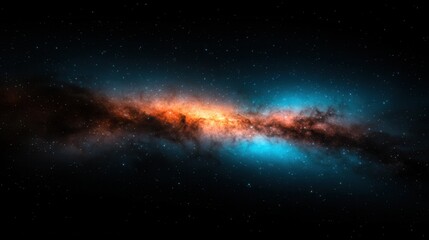 Obraz premium Stunning Cosmic Nebula Orange and Blue Celestial Cloudscape in Deep Space