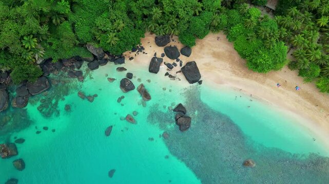 Screw mode view of the crystal clear sea at Banana beah at Ilha do Principe (Prince Island) Sao Tome,Africa