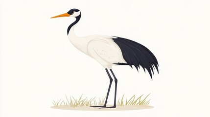 Obraz premium Japanese Crane Bird Wildlife Animal Illustration.