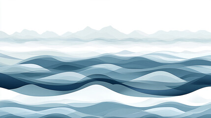 Abstract representation of flowing ocean waves with soft gradients and serene atmosphere