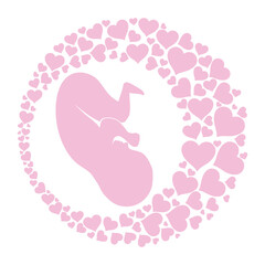 Human fetus inside the womb. Vector Illustration