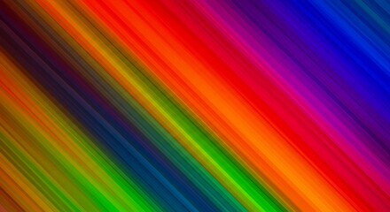 鮮やか虹色斜線 躍動感あふれる抽象画