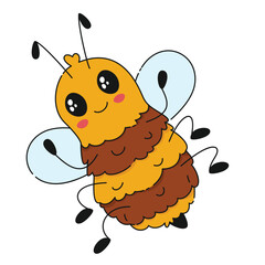 Cute honey bee, in a cozy childish style. Vector illustration in flat cartoon style