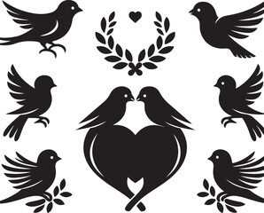 set of vector birds