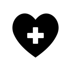 Obraz premium Heart shape with cross inside. Vector icon solid style 