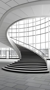 Modern Spiral Staircase Interior.