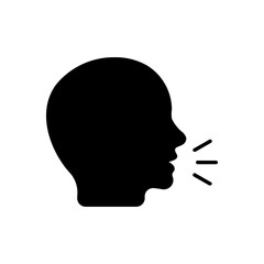 Speak icon, talk or talking person sign, speech icon for interview, interact and talks controls, man with open mouth – stock vector