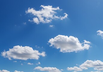 爽やか青空と綿菓子雲 夏空の穏やかな風景写真