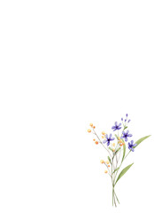 Obraz premium Watercolor wild&nbsp;flowers, floral frame border for greeting card, invitation and other printing design. Isolated on white. Hand drawing.