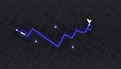 Concept a network of charging station across city. Public stations available along route. Flexible charging solutions for vehicles. Select the most convenient route. Isometric vector illustration