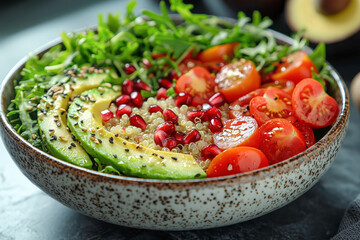 Healthy Salad Bowl with Avocado and Quinoa