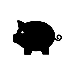 Pig graphic icon. Pork black silhouette isolated on blank background. Vector illustration