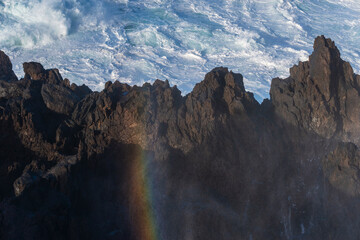Big powerful storm waves in Porto Moniz, on the Madeira Atlantic coastline