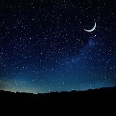 Naklejka premium night sky with moon and stars