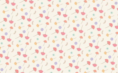 母の日に贈る春のカラフルなカーネーション花柄：シームレスパターンの背景イラスト素材