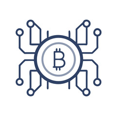 Bitcoin network icon in flat line style