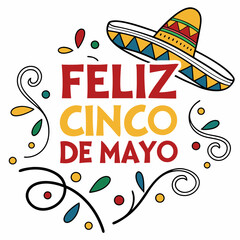 Feliz Cinco De Mayo! Festive Mexican Hat & Floral Design